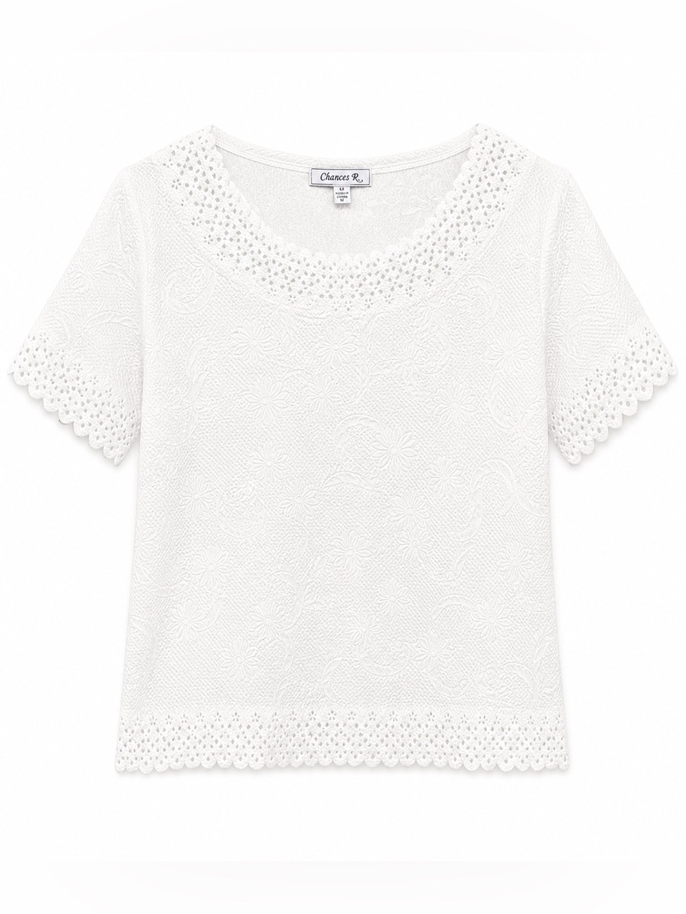 Chances R White Eyelet Short Sleeve Tee